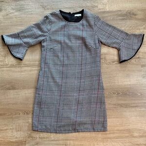 Jade Black and White Plaid Long Sleeve Dress